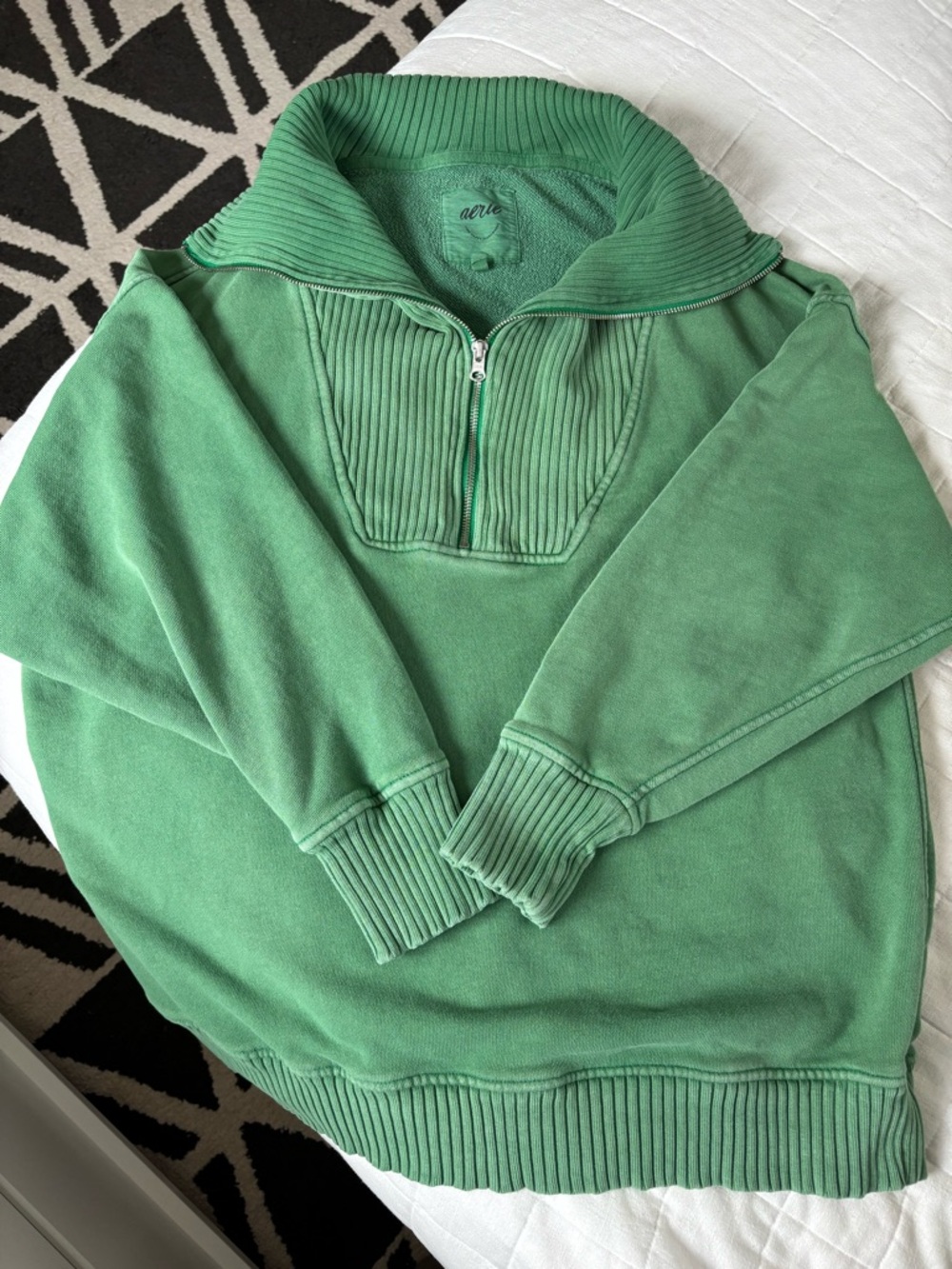 Aerie down to earth green oversized quarter zip